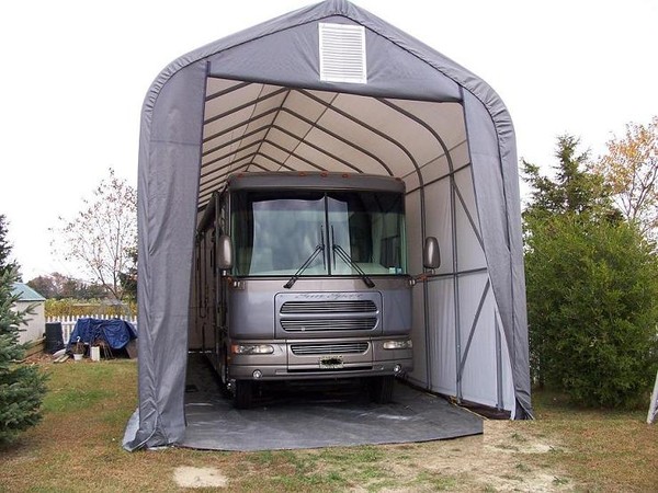 How to Keep an RV Dry in Winter With a Carport - 14x42x16 Peak 76431 Pic Gray